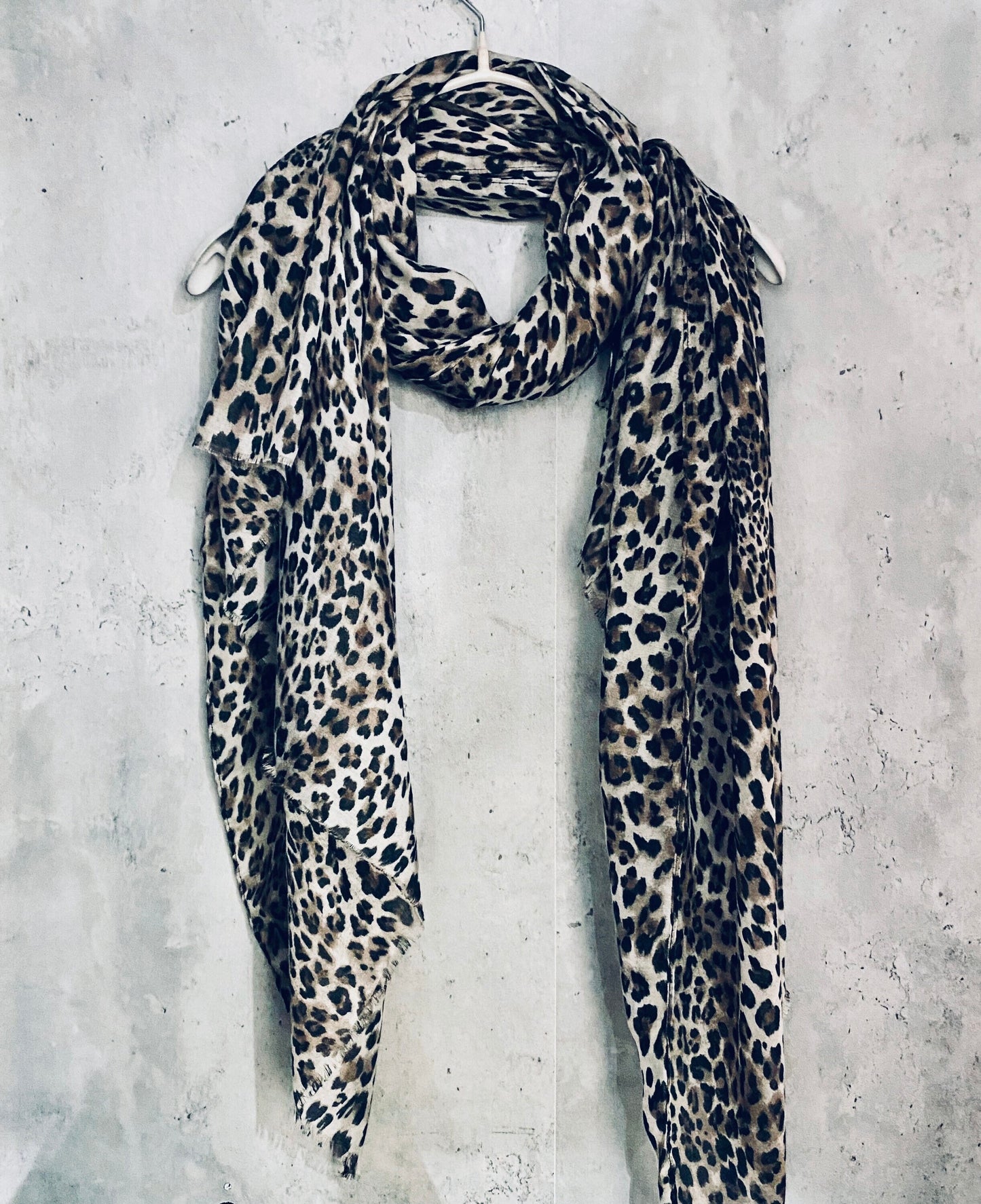 Classic Leopard Pattern Dark Grey Beige Scarf/Summer Autumn Scarf/Gifts For Mother/Scarf Women/UK Seller/Gifts For Her Birthday Christmas