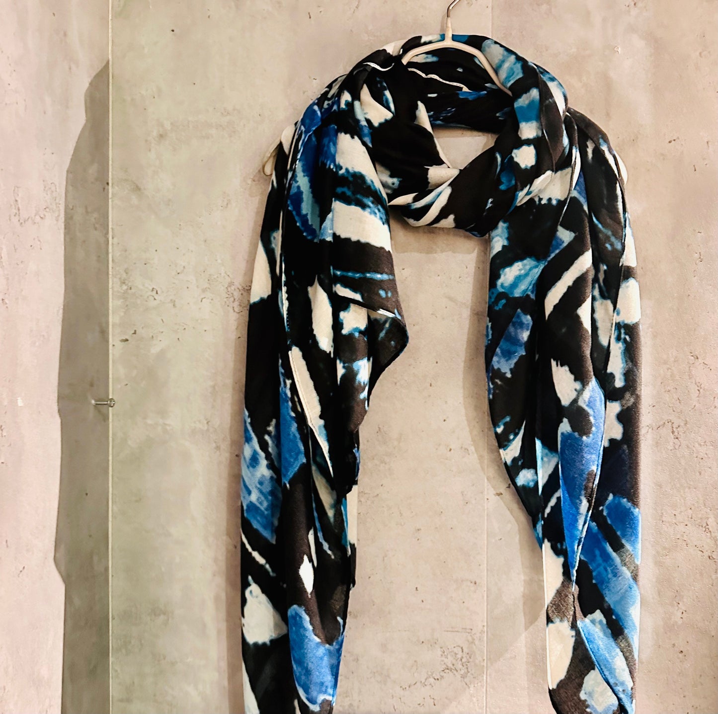 ECO Friendly Butterfly Wing Texture Organic Cotton Blue Black Scarf/Spring Summer Autumn Scarf/Gifts For Mother/Birthday Christmas Gifts