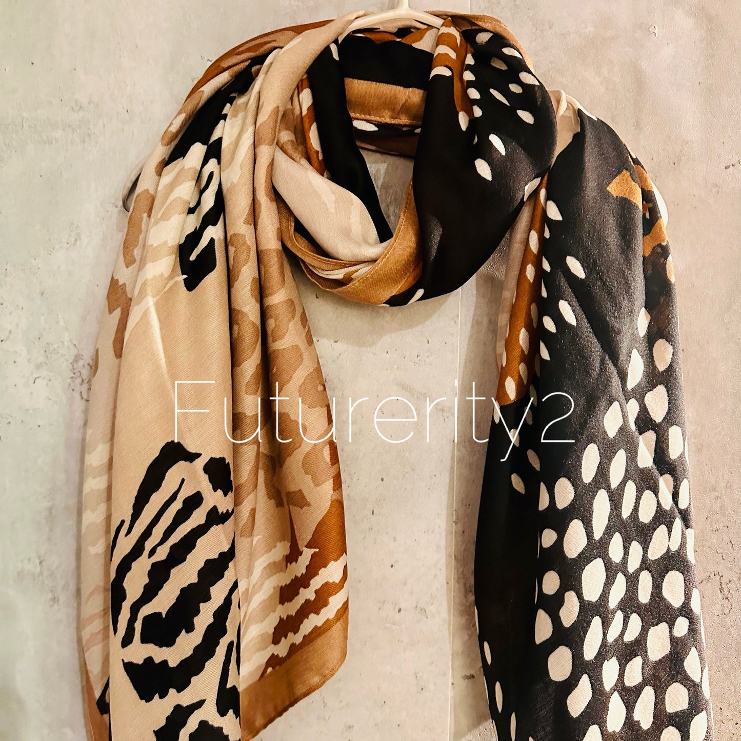 ECO Friendly African Animals Skin Texture Organic Cotton Brown Scarf/Spring Summer Autumn Scarf/Gifts For Mother/Birthday Christmas Gifts