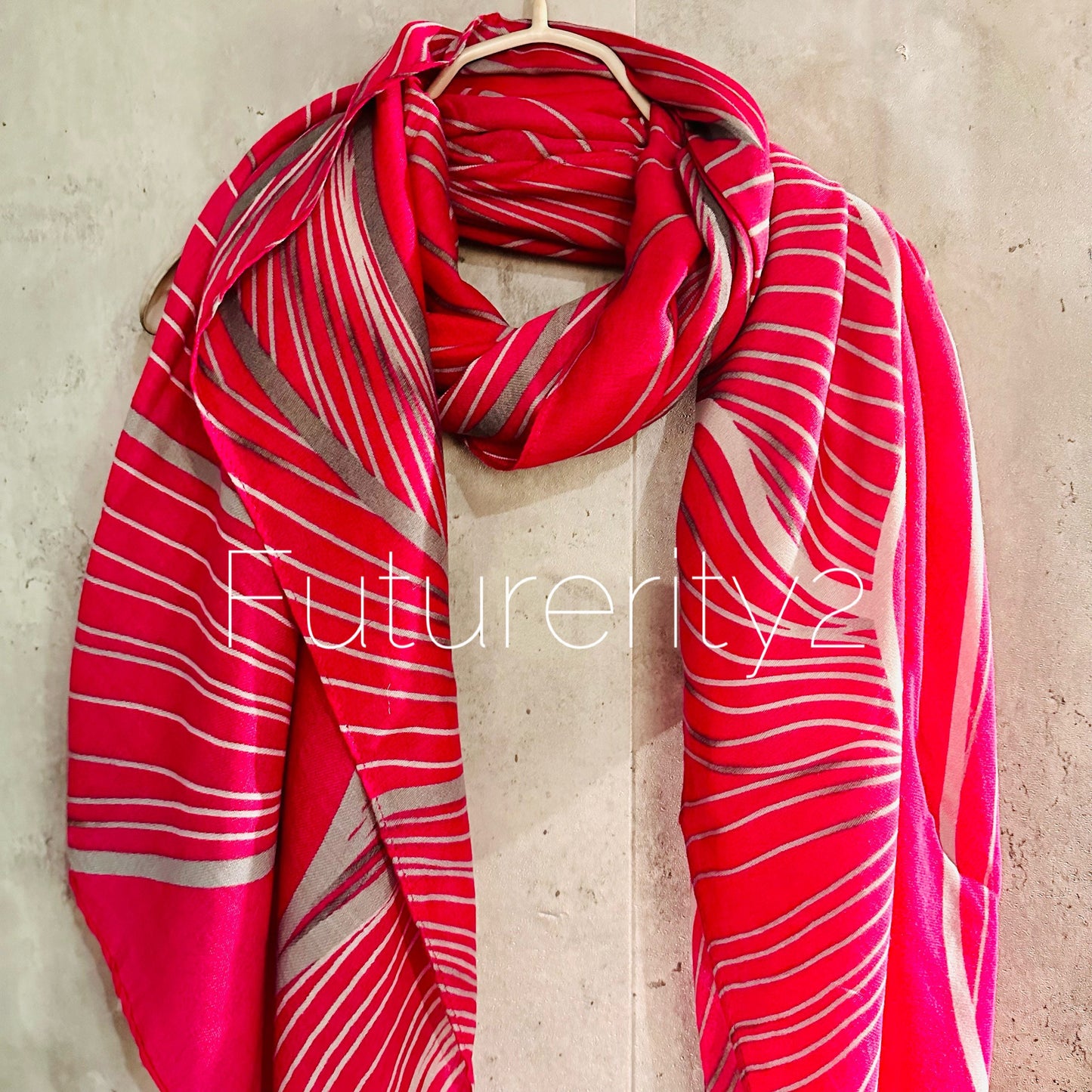 Pink Organic Cotton Scarf with Leaf Vein Pattern – An Eco-Friendly Gift for Mom, Perfect for Birthday and Christmas, from a UK Seller