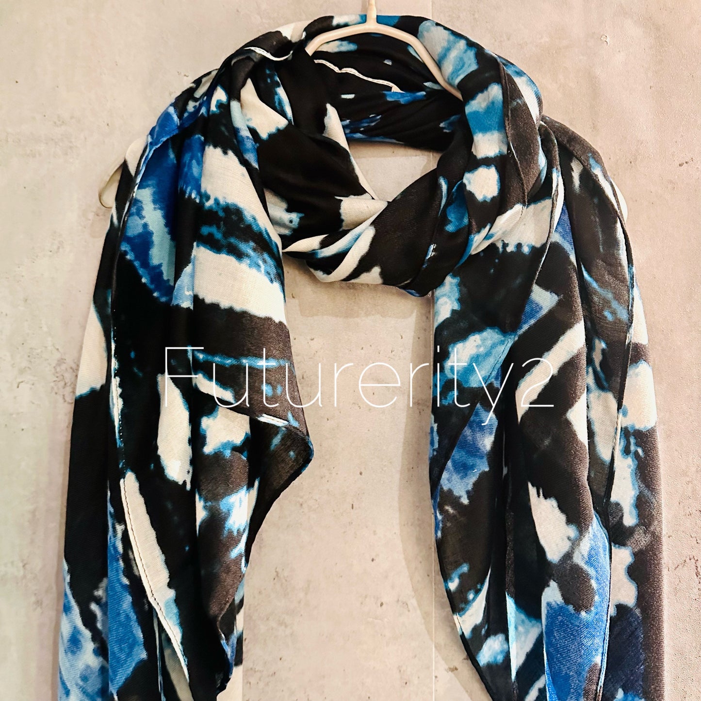 ECO Friendly Butterfly Wing Texture Organic Cotton Blue Black Scarf/Spring Summer Autumn Scarf/Gifts For Mother/Birthday Christmas Gifts