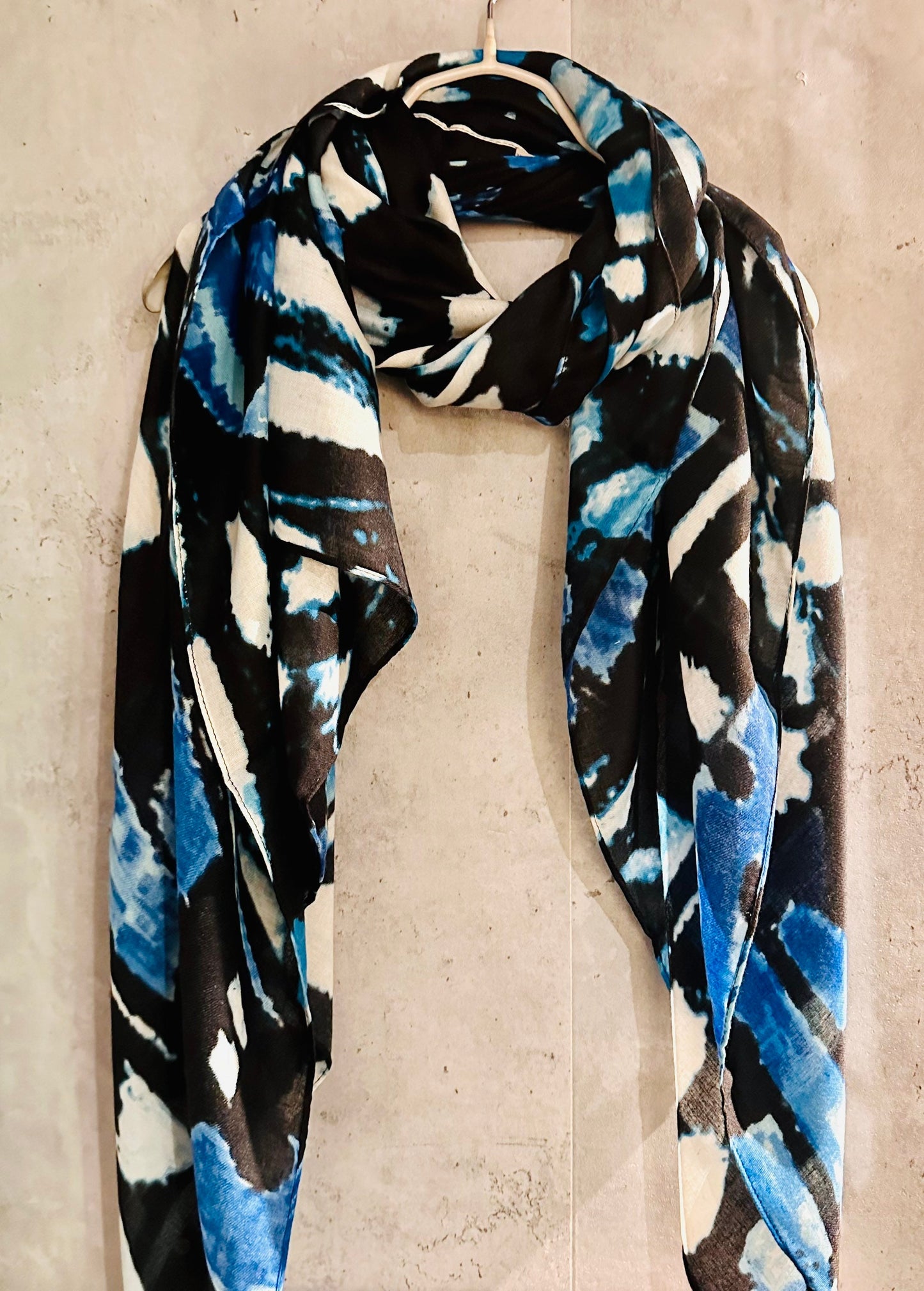 ECO Friendly Butterfly Wing Texture Organic Cotton Scarf In Blue And Black,Spring Summer Autumn Scarf
