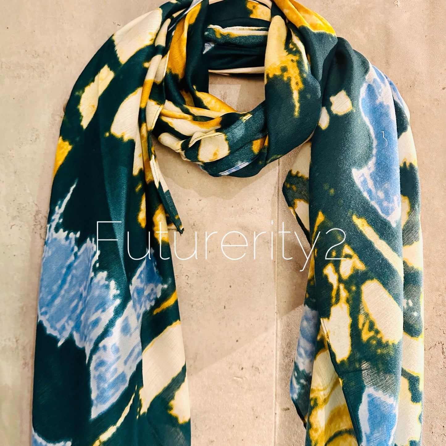 ECO Friendly Butterfly Wing Texture Organic Cotton Green Blue Scarf/Spring Summer Autumn Scarf/Gifts For Mother/Birthday Christmas Gifts