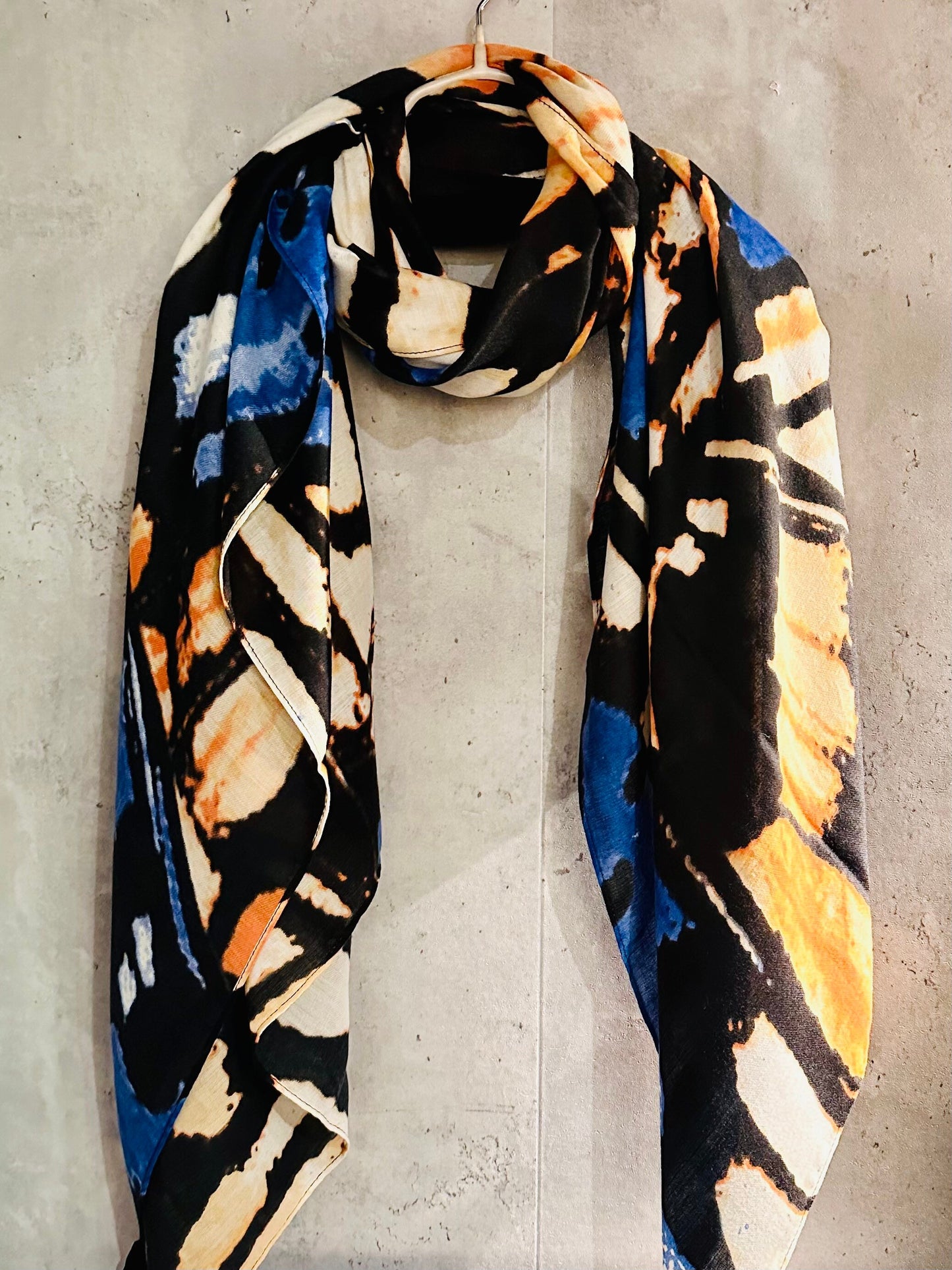 ECO Friendly Butterfly Wing Texture Organic Cotton Black Orange Scarf/Spring Summer Autumn Scarf/Gifts For Mother/Birthday Christmas Gifts