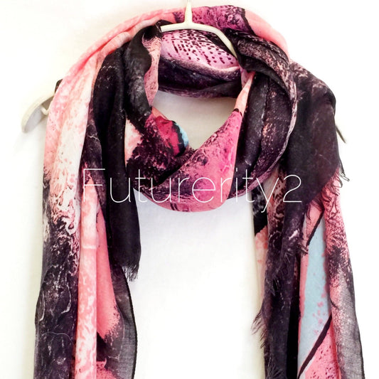 Cashmere Blend Scarf Geometric Prints Pink/Black Spring Scarf/Summer Scarf/Autumn Scarf/Gift For Her/Womens Scarves/Fashion Accessorie